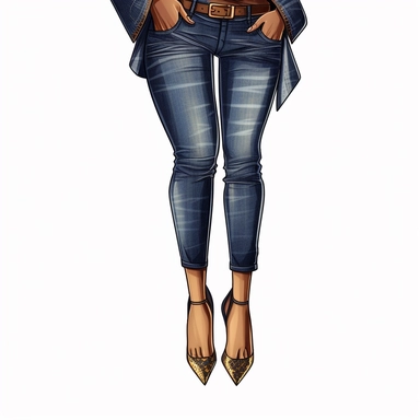 pretty black woman long legs with ripped jeans and a classy luxury pair of shoes Closeup Shot high-angle clipart