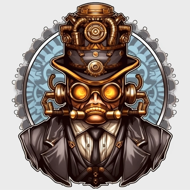 steampunk clipart, 8k, super realistic, menacing, stunning, sticker, gangster, super realistic, HD, v 5, q 2