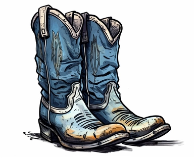 cowboy boots cowboy boots clip art cowboy boots clipart, in the style of 3840x2160, ink drawing, jack butler yeats, poignant, white and silver, graphic novel-inspired, tom killion