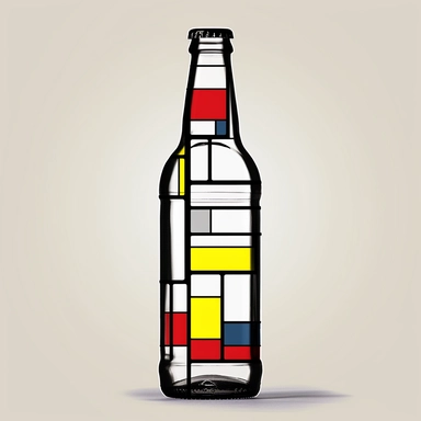 Mondrian-Inspired Beer Clip Art, Geometric Design, Beer Bottle Clipart, Abstract Art Sublimation Design, Drinks Clipart, on plain background