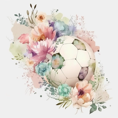 beautiful watercolour pastel fairy flower beautiful detailed beautiful football, Clipart style, transparent background