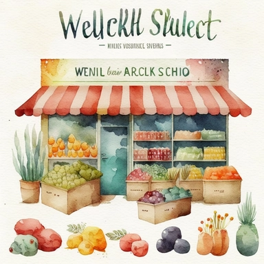 Watercolor Grocery Store Clipart