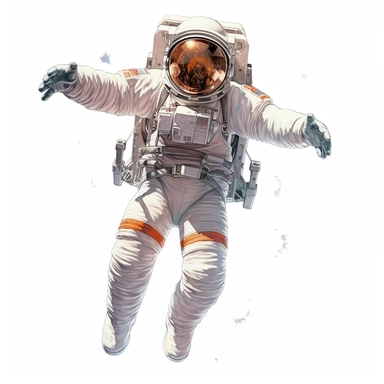 Clipart, An astronaut floating in zero gravity inside a spacecraft, hyperrealistic, hyper high definition