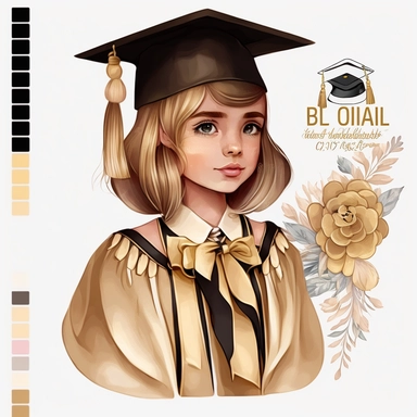 Gold Graduation Graduate Clipart Fashion Girl Grad PNG Graduation Illustration Student College PNG Graduation Day Class