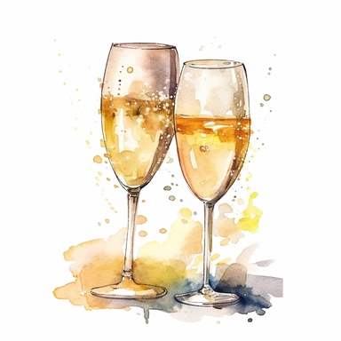 Watercolor Clipart Wedding decor clipart Watercolor clipart wedding glasses of champagne