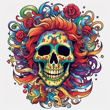 psychedelic grateful dead clipart, no background