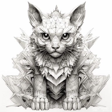 sweet Maneki-neko, Domestic Shorthair, origami paper In the style of Brian Froud & Alan Lee, leather texture textured, clipart, complex design, dreamy color, white contour, white background only