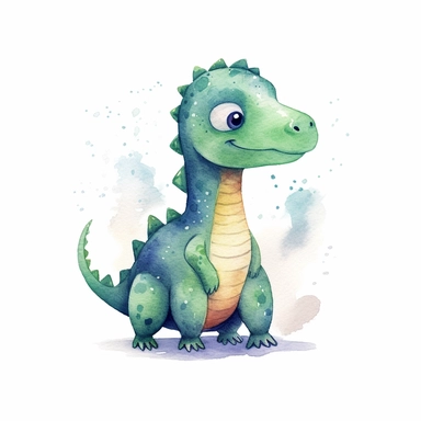cute watercolor hard drawn minimal 2d dinosaur clipart illustration 8K