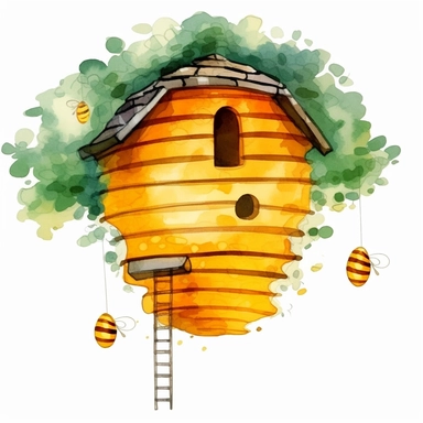 watercolor clipart of a bee hive