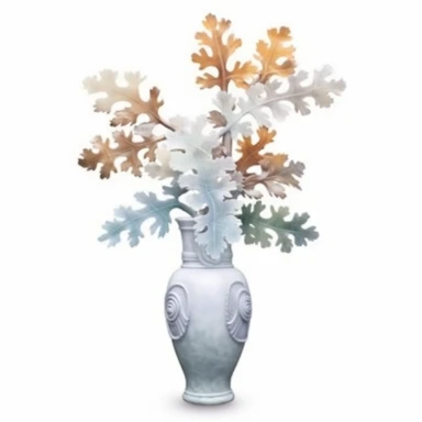 Design a dreamy watercolor clipart of a chinese-inspired Branches of oak leaves with acorns arranged in a tall vase, bringing a touch of nature's beauty to the arrangement composition, hand-painted with soft and graceful brushstrokes. Draw inspiration from the artistic finesse of Ethereal Petals Watercolors for a refined and ethereal depiction. isolated on a white background, hand-drawn illustration, hand-painted watercolor texture, 16k UHD resolution, intricately detailed, sharp focal points, d