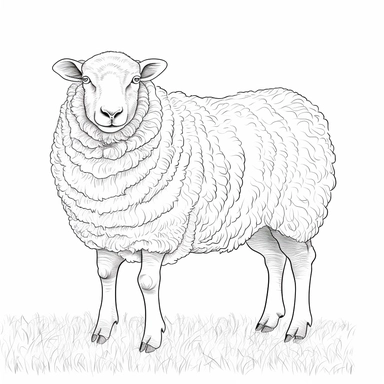 sheep, b&w lineart, minimalist style, white background, full body, picture, coloring book style on white background, well composed, clean coloring book page, No dither, no gradient, strong outline, No fill, No solids, vector illustration, clipart, simple, cartoon –ar 9:11 –v 5