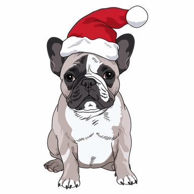 french bulldog wearing santa hat, full body Cricut Silhouette Graphics Dog white background SVG Dxf EPS Png Cdr Ai Pdf Vector Art Clipart instant download Digital Cut Print File