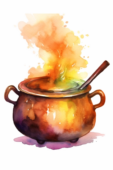 cauldron watercolor clipart cute isolated on white background