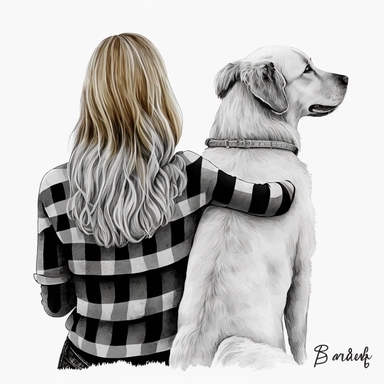 BACK Best Friends Girl with Dog Clipart | BACK Dog Mom PNG files, Fashion Illustration DIY, Free Commercial Use, BACK Dog Lover Customizable Gift Design