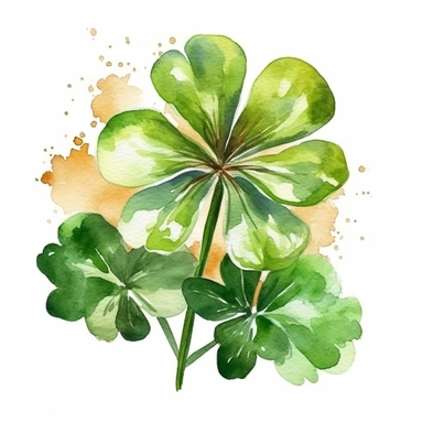 Watercolor single Clover Clipart