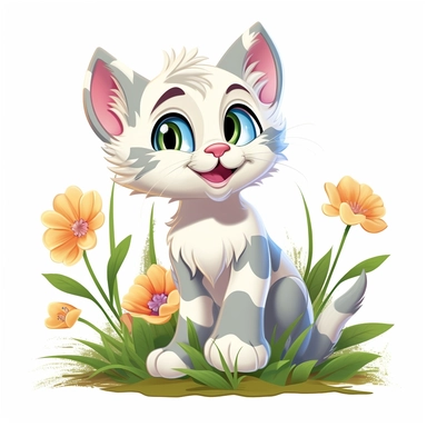 clipart, cute cat, classic disney, spring, no text