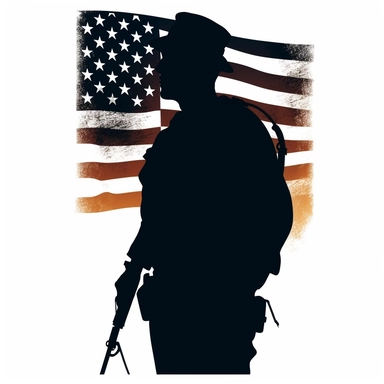 American Flag and Soldier Silhouette, clipart,