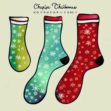 christmas socks, gradient background, in watercolor clipart style