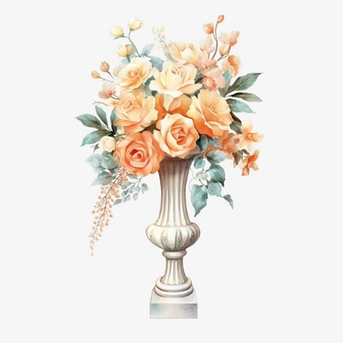 watercolour beautiful realistic peach floral wedding flower spray on roman pillar tall stand realistic elegant wedding floral display stand with white glitter wedding flowers ,clip art graphics , PNG image,transparent background ,ultra highly detailed, 18k, sharp focus, bright photo with vibrant colours, digitally enhanced,photographic, enhanced graphics, png format, straight, sharp focus, bright lighting, intricate detailed png image ,high definition,300dpi,graphic clipart,computer graphics
