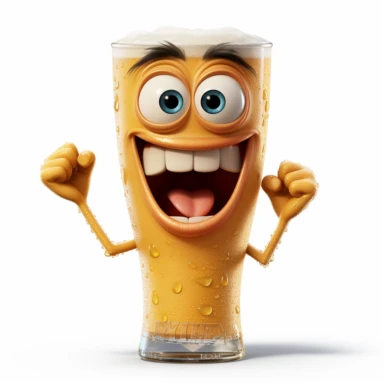 Pixar movie happy pint of beer, no human, no words, no logos. no hands, face expressions, ultra detailed, white background, clipart,