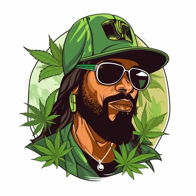 Cannabis hip - hop clipart, logo simple, vector, flat 2d, white background, vector style, graphic design, art, company registration, banksy colors
