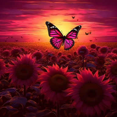 sunflower, butterflies, field, super realistic 8k landscape clipart style,, intricate, Americana, Fotocollage, face shot, cgi, Flat, Digital painting, hot pink magenta colors, steampunk, glowing radioactively lighting, Realistic skin tones, dramatic chiaroscuro lighting, portrait photography, 4k /imaginesunflower, butterflies, field, super realistic 8k landscape clipart style,, ornate, Cyberdelic, gouache, ultra wide-angle, Octane rendering, Hi-fi, figurine, ivory colors, Grindhouse, sun lightin