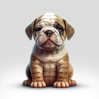 Bulldog puppy, Clipart, Digital art, disney style, hyperdetailed, 1080p, Ultra-HD no background