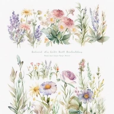 Create a stunning collection of ultra-detailed watercolor floral borders clipart, highlighting the beauty of wild flowers and providing premade borders perfect for wedding designs. The floral borders should be intricately painted, capturing the delicate details and organic flow of the flowers and leaves. Incorporate a diverse range of wild flowers, such as daisies, poppies, lavender, and other charming blooms, each carefully crafted to showcase their unique characteristics. Design premade border