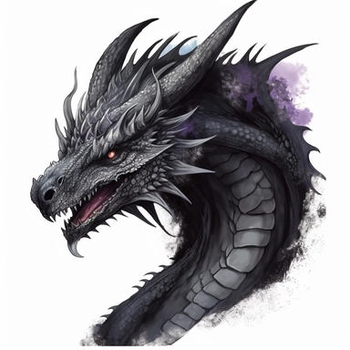fearsome dragon clipart, on white background, no shadow, no overlapping, only head and neck, gothic fearless dark