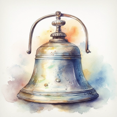 Prompt for clipart on the theme School Bell. Watercolor effect. To be of the highest quality, with great detail, clear outlines and lines, delicate and pastel colors, elegant and beautiful. The background should be white.