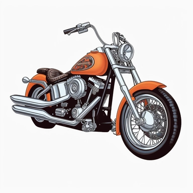 Harley davidson motorcycle, white background, clip art