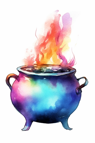 cauldron watercolor clipart cute isolated on white background