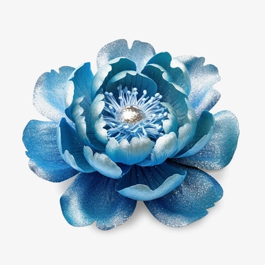 Watercolour realistic iridescent pastel blue glitter peony flower intricately realistically detailed pastel blue glitter peony, PNG image,transparent background ,ultra highly detailed, 18k, sharp focus, bright photo with vibrant colours, digitally enhanced,photographic, enhanced graphics, png format, straight, sharp focus, bright lighting, intricate detailed png image ,high definition,300dpi,graphic clipart,computer graphics