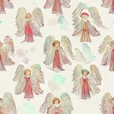 chistmas angels pattern, gradient background in watercolor clipart style