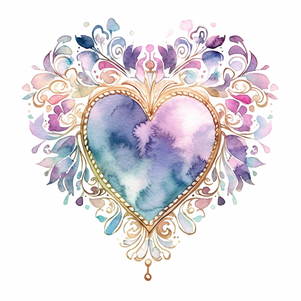 Light watercolor style, Fairycore clipart shimmery, a glittery heart ...