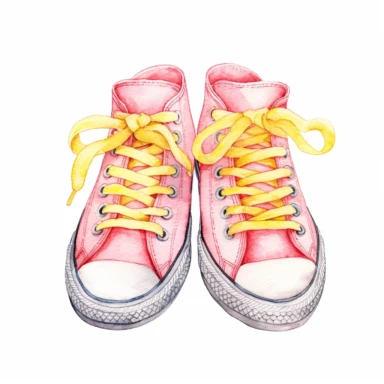 basic watercolor pink lemonade shoes in minimal hand drawn style, Etsy, textured, clipart, white background