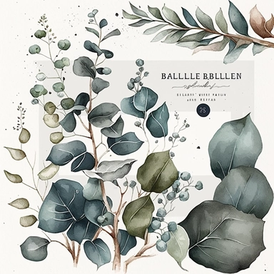 watercolor eucalyptus edges and border clipart