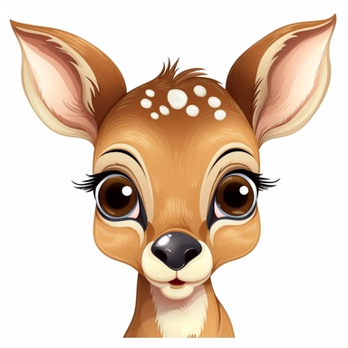 clipart illustration deer with huge bambi massive eyes long eyelashes cliparT white background 32K HD
