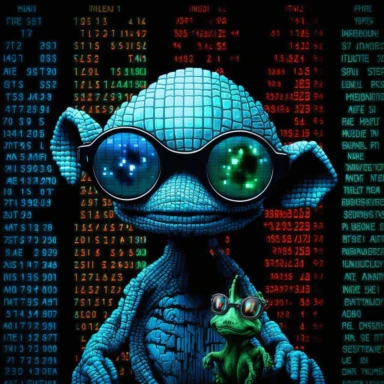 NFT style grok alien martian clipart stock market chart blue nerdy futuristic microsoft excel