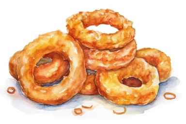 watercolor mcdonalds onion rings clipart, HD, isolated white background, spaced out