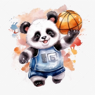 cute panda doing random sports, pandas doing activity, watercolor clipart, transparent background