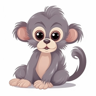 cute baby Baboon cartoon style clipart