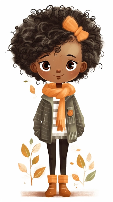 Meet a heartwarming clipart character celebrating the individuality and beauty of a little Black girl. This adorable illustration showcases her unique features, including her textured hair, expressive facial expression, and stylish outfit. The clipart style adds a touch of whimsy and joy to the image, making it perfect for various creative projects such as crafts, invitations, and digital designs. The character is placed against a clean white background, allowing for effortless placement and cus
