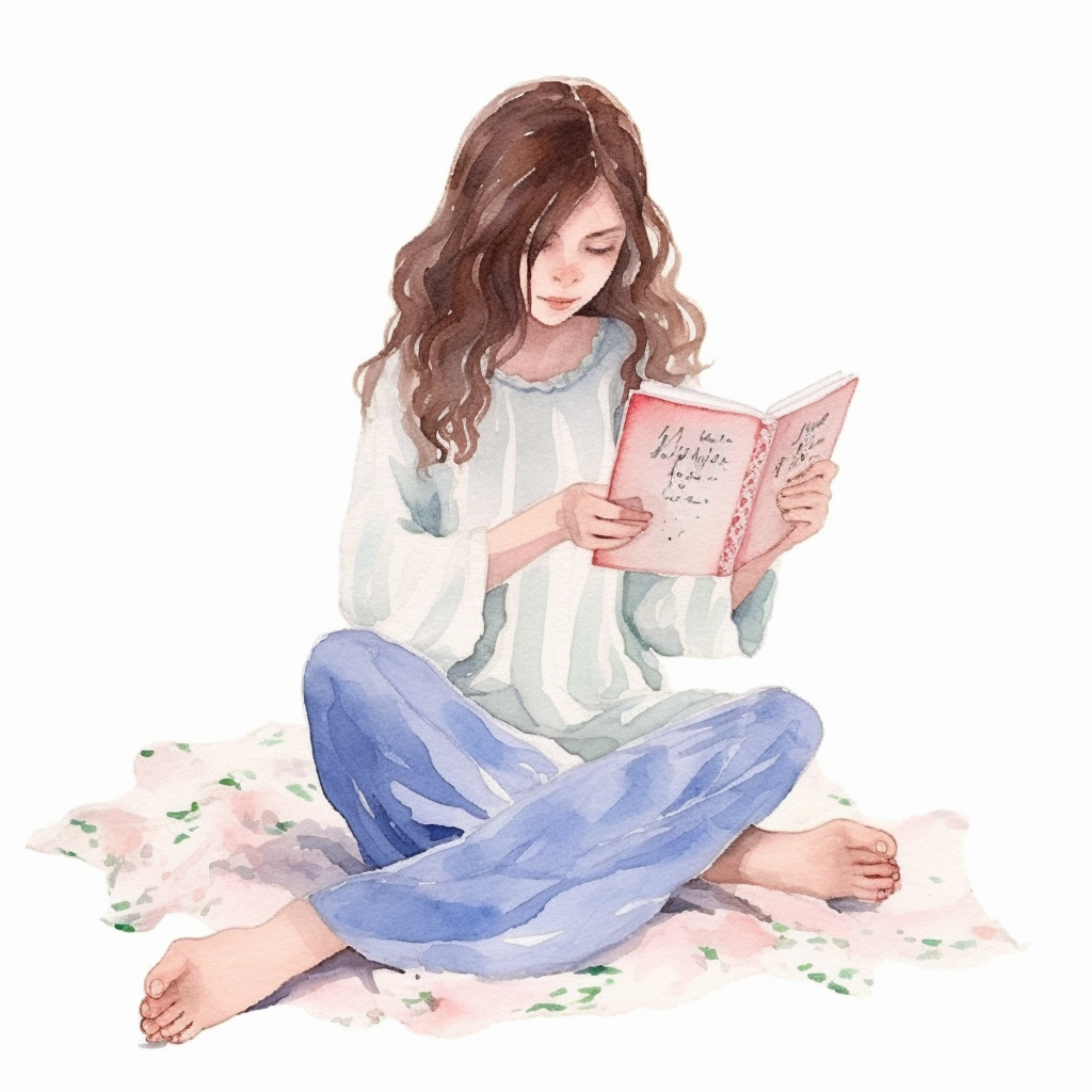 girl reading clipart