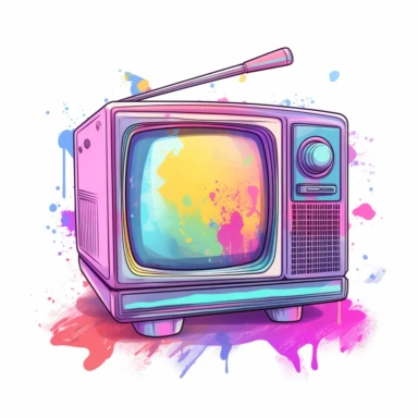 Beautiful Retro 90s pastel color tv sublimation clipart, hyper realistic, intricate detail, illustration style,high solution, on the white background