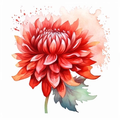 Watercolor snow red dahlia clipart on a white background in the style of feminine sticker art, Tanya Shatseva, storybook illustration, pure and pristine shades, Georgia O'Keeffe, flower and nature motifs, colored line art, colored outlines, cottagecore design, watercolor on white background, ombre, warm tones, colored line art, colored outlines, iridescent ombre, gradient shading, winter snow tone, vibrant digital art oil paint photorealism, an illustration of a colored flower, meticulous sketch