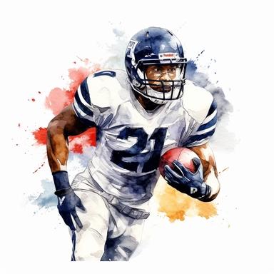 Award winning hyper detail watercolour american football player, white background, clipart