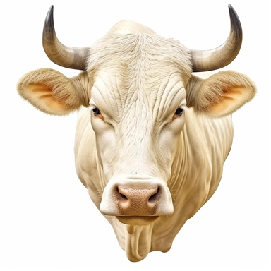 3D Super Realistic Charolais Cow Head Clipart