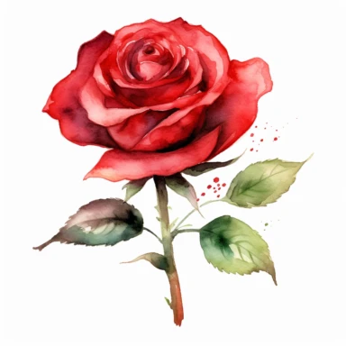 Watercolor Red Rose clipart - Watercolor clipart - Pre-made clipart v 5