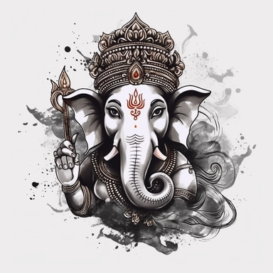 indian, god clipart, ganesha clipart, charcoal art, blank background